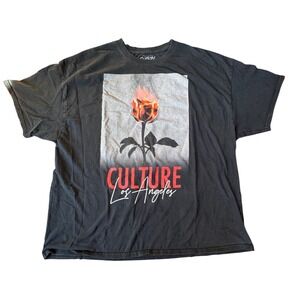 Popular Poison Black Flaming‎ Rose Culture Los Angeles Graphic T Shirt Size 3XL